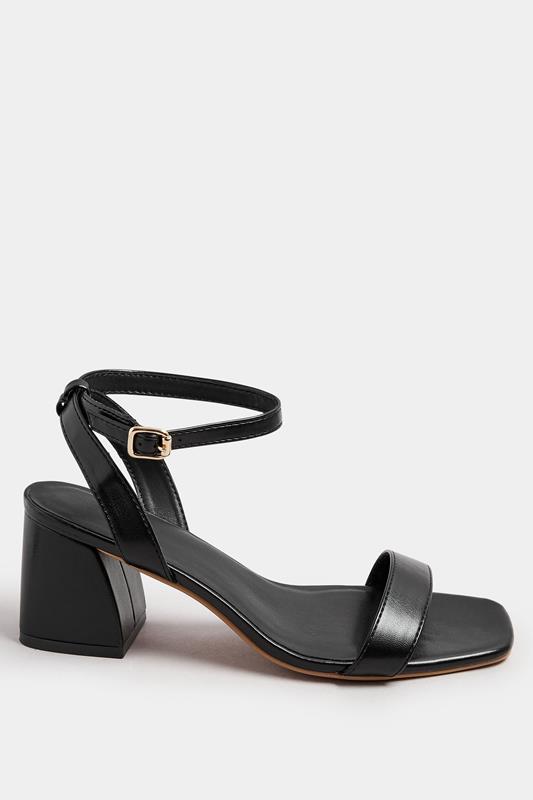 Black Faux Leather Block Heel Sandals In Extra Wide EEE Fit 4 Black Faux Leather Block Heel Sandals In Extra Wide EEE Fit