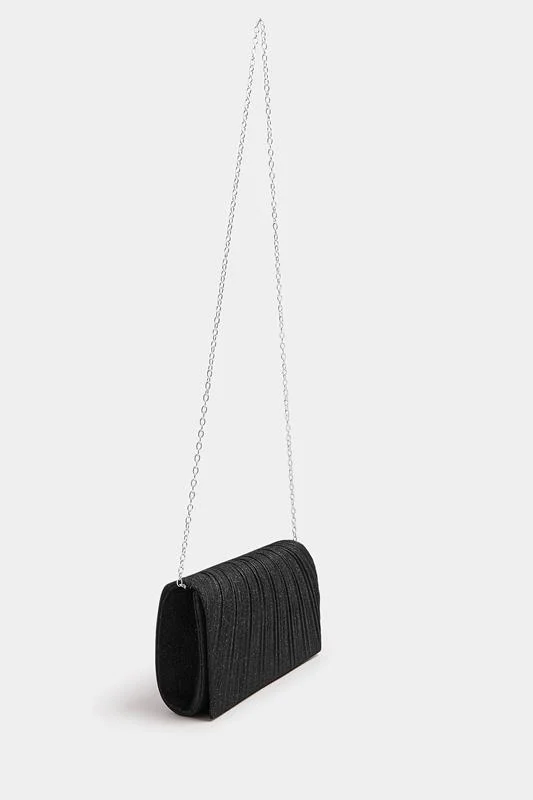 Black Shimmer Pleated Clutch Bag 3 Black Shimmer Pleated Clutch Bag