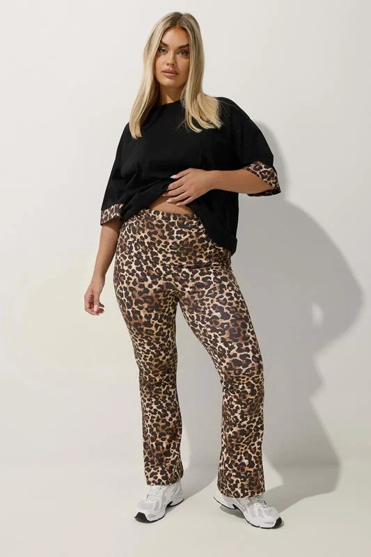 LIMITED COLLECTION Curve Brown Leopard Fold Over Leggings