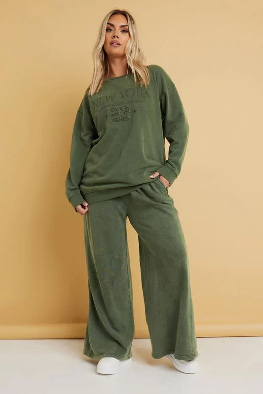YOURS Curve Khaki Green'New York' Slogan Sweatshirt 3 YOURS Curve Khaki Green'New York' Slogan Sweatshirt