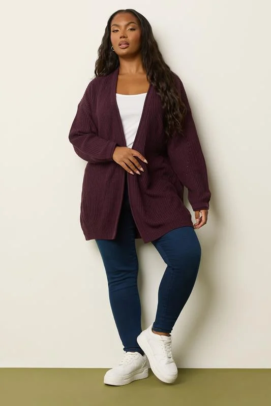 YOURS Curve Purple Knitted Cardigan 3 YOURS Curve Purple Knitted Cardigan