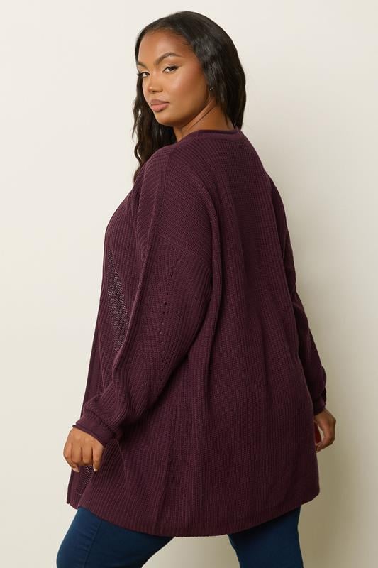 YOURS Curve Purple Knitted Cardigan 4 YOURS Curve Purple Knitted Cardigan