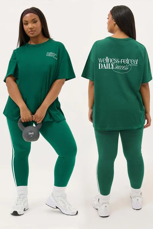 YOURS ACTIVE Curve Green'Wellness Retreat' Top