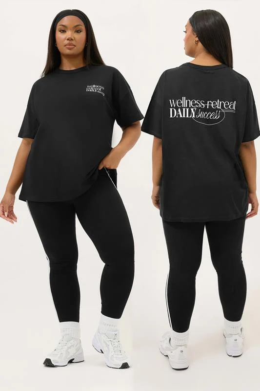 YOURS ACTIVE Curve Black'Wellness Retreat' Top