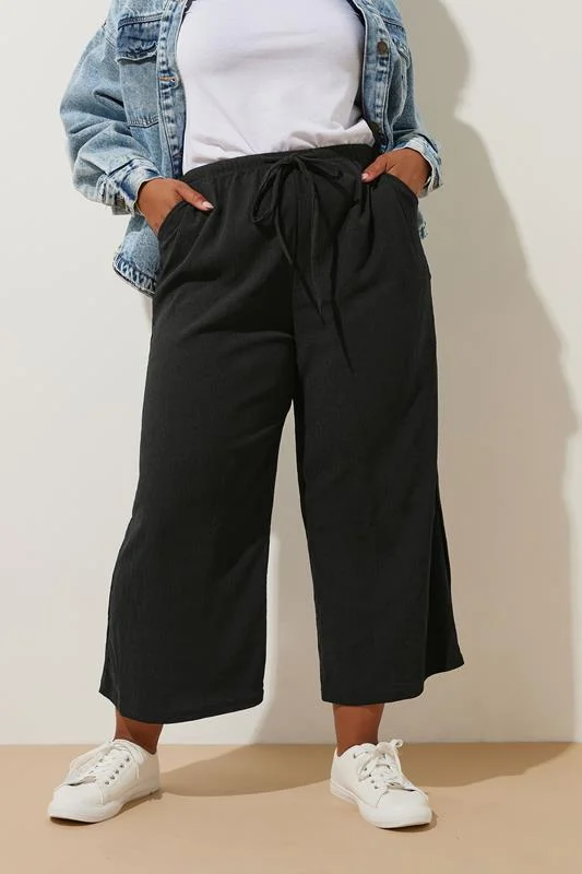 YOURS Curve Black Textured Culottes