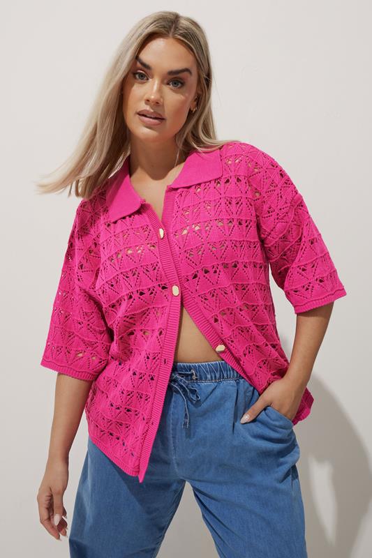 LIMITED COLLECTION Curve Pink Crochet Shirt