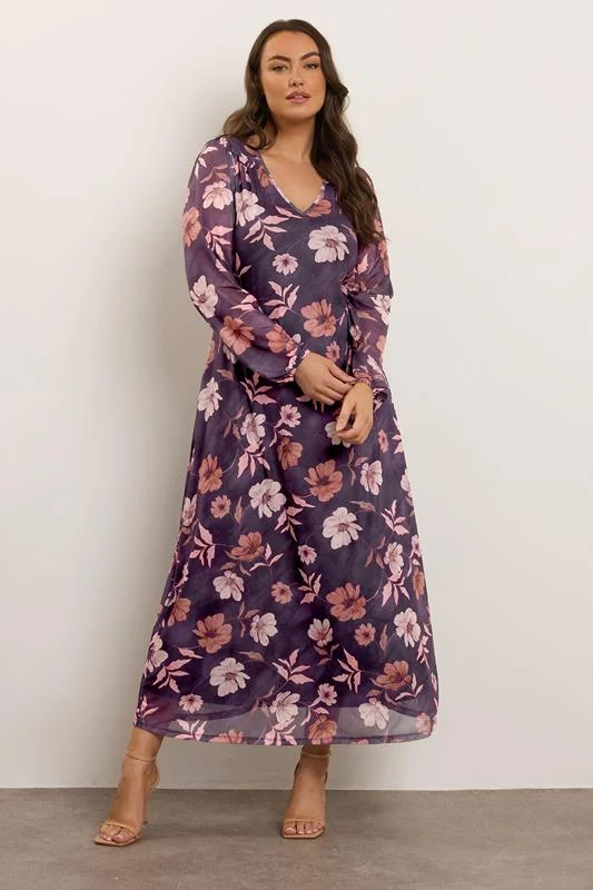 YOURS Curve Purple Floral Maxi Dress