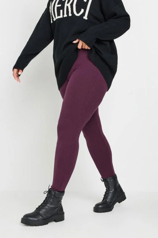 YOURS Curve Burgundy Red High Waisted Leggings