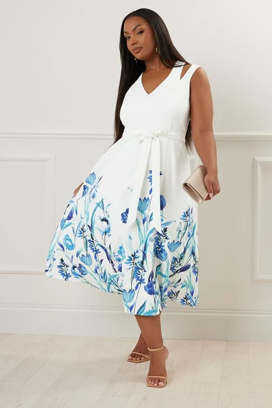 YOURS LONDON Curve White Floral Print Midaxi Dress