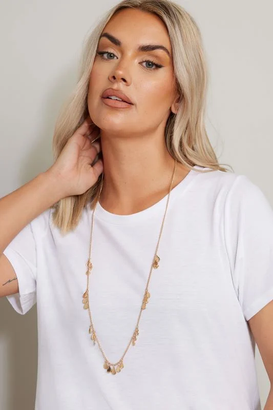 Gold Tone Teardrop Pendant Necklace