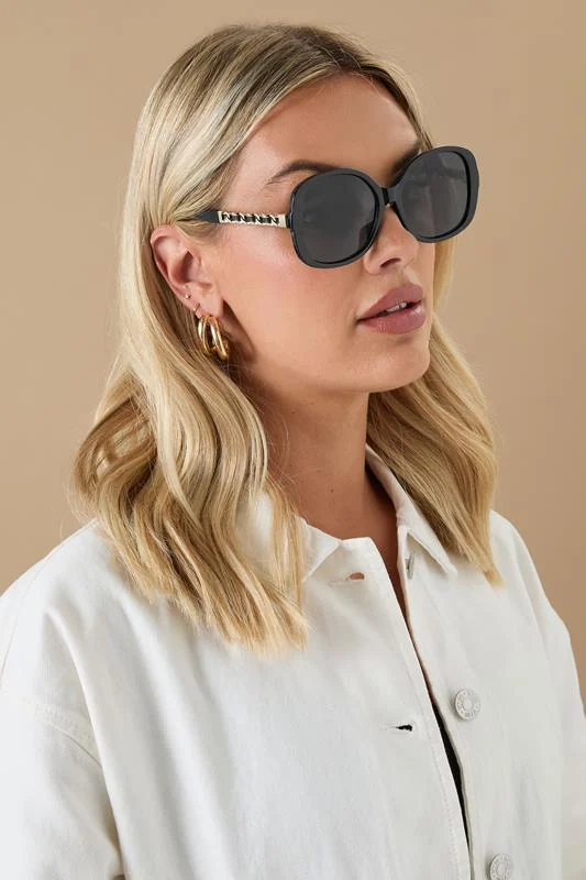 Black Chain Oversized Sunglasses