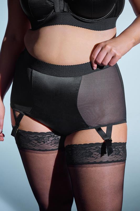 PLAYFUL PROMISES Black Candace Mesh Suspender Brief