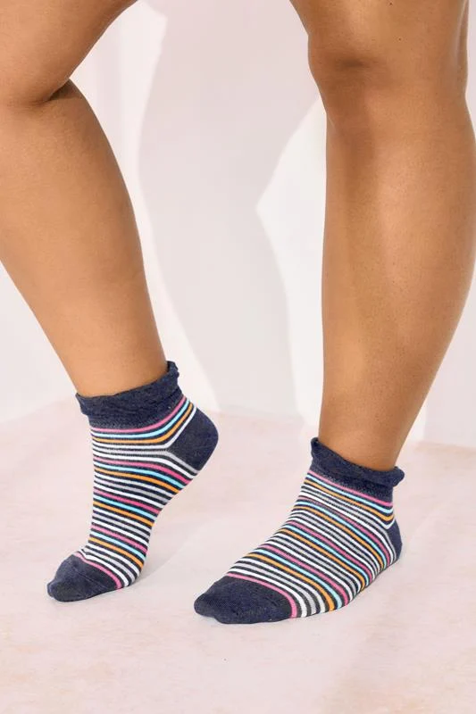 4 PACK Pink & Blue Stripe Print Ankle Socks 3 4 PACK Pink & Blue Stripe Print Ankle Socks