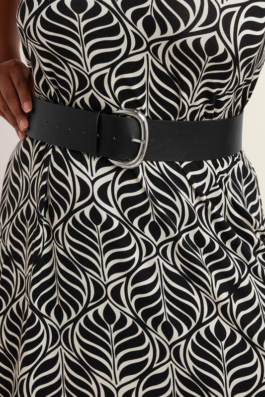 Black Faux Leather Wide Buckle Belt