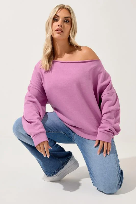YOURS Curve Pink Off Shoulder Sweatshirt