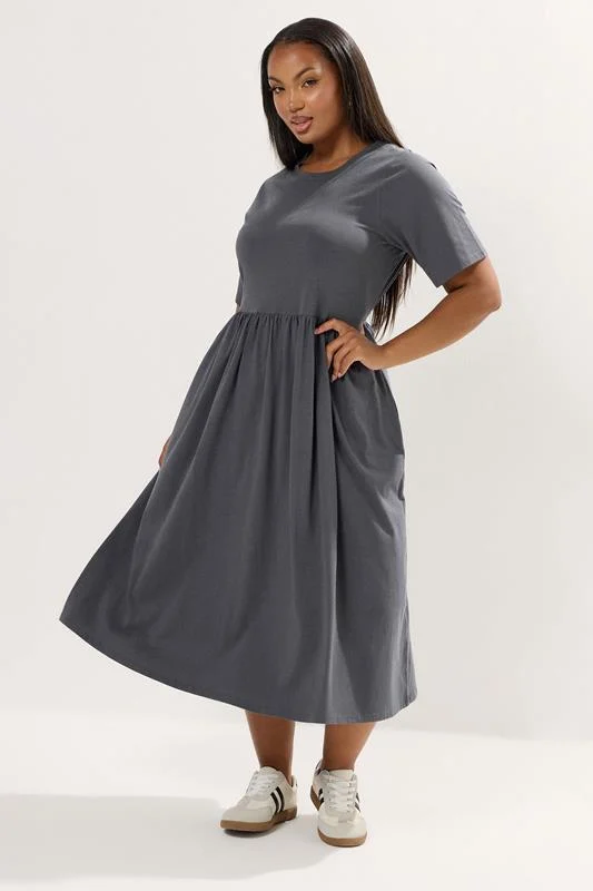 YOURS Curve Grey Throw On Smock Dress