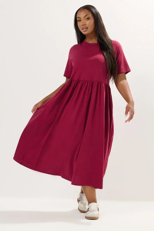 YOURS Curve Red Throw On Smock Dress
