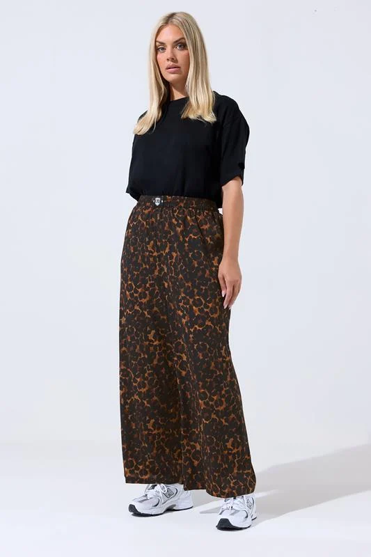 LIMITED COLLECTION Curve Brown Leopard Boxer Waist Trousers