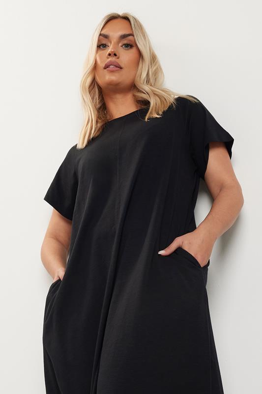 YOURS Curve Black Midaxi T-Shirt Dress 3 YOURS Curve Black Midaxi T-Shirt Dress