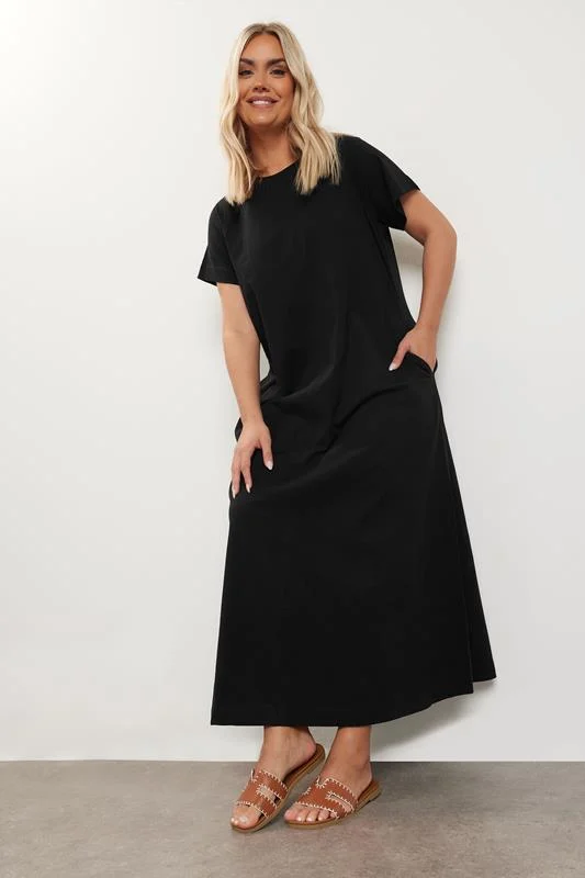 YOURS Curve Black Midaxi T-Shirt Dress 5 YOURS Curve Black Midaxi T-Shirt Dress