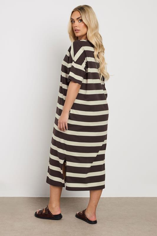 YOURS Curve Brown Stripe Oversized Pocket Detail Midi Dress 4 YOURS Curve Brown Stripe Oversized Pocket Detail Midi Dress