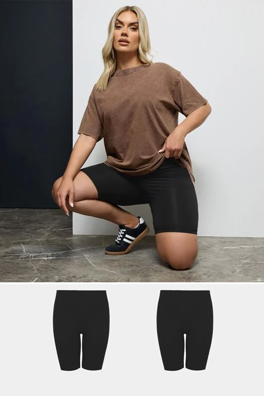 YOURS 2 PACK Curve Black Stretch Cycling Shorts