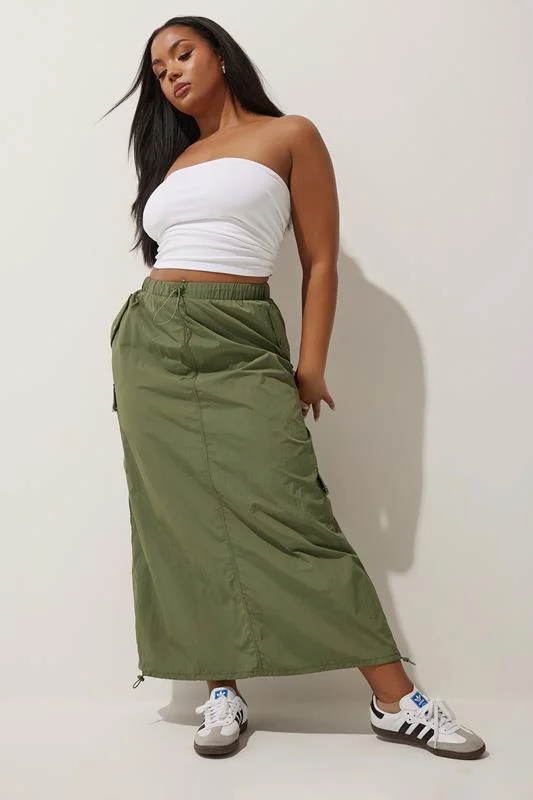 LIMITED COLLECTION Curve Khaki Green Cargo Maxi Skirt