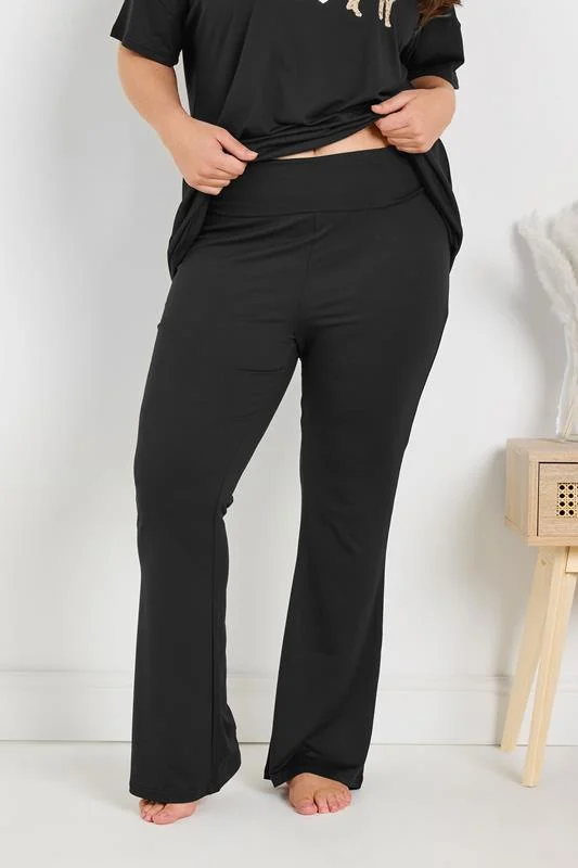 YOURS Curve Black Flare Pyjama Bottoms