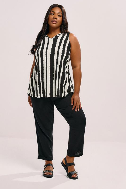 YOURS Curve Black Striped Elevated Ribbed Vest Top 3 YOURS Curve Black Striped Elevated Ribbed Vest Top