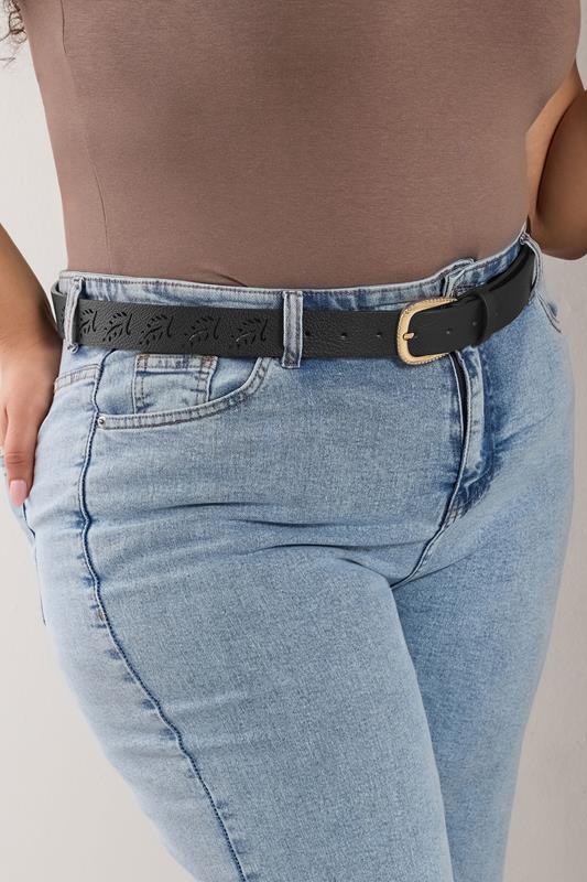 Black Cut Out Leaf Buckle Belt