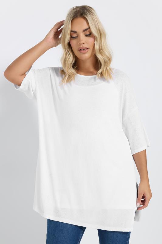 YOURS Curve White Structured Double Layered Top