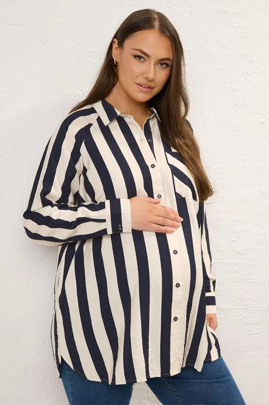 BUMP IT UP MATERNITY Curve Navy Blue Stripe Shirt