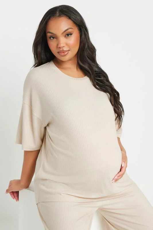 BUMP IT UP MATERNITY Curve Cream Premium Modal Ribbed Top