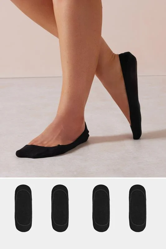 4 PACK Black Footsie Socks