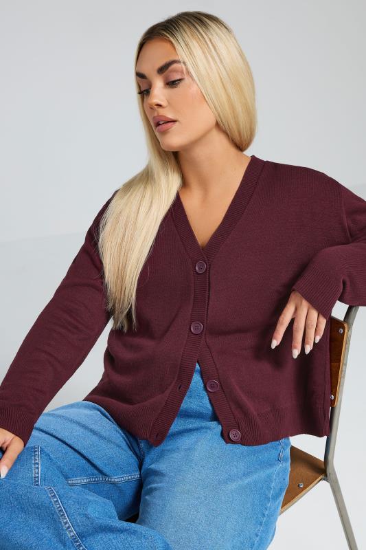 LIMITED COLLECTION Curve Burgundy Red Knitted Cardigan