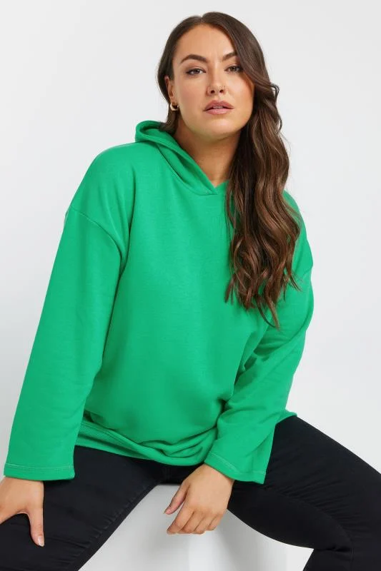 YOURS Curve Green Oversized Long Sleeve Hoodie