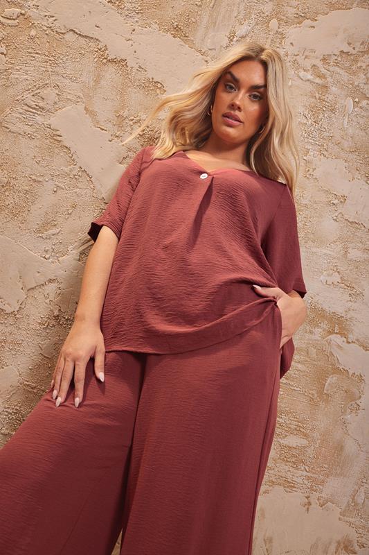 YOURS Curve Rust Orange Button Detail Blouse
