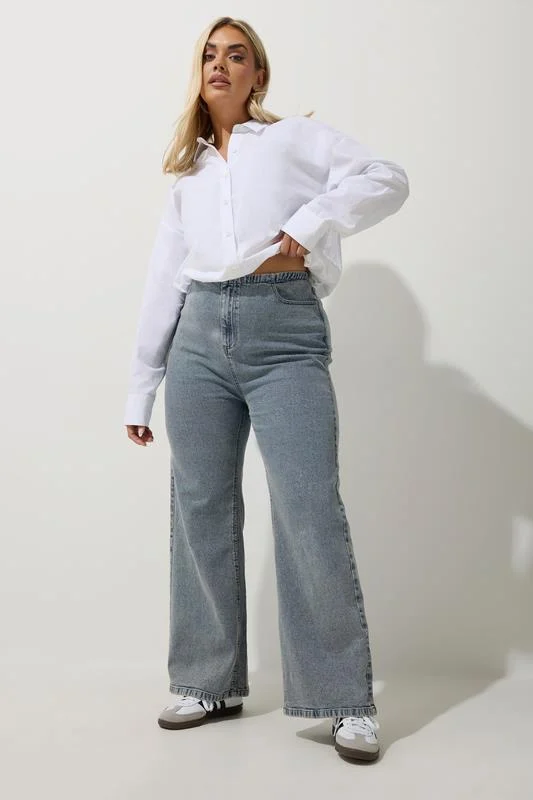 LIMITED COLLECTION Curve Light Blue Wide Leg Denim Jeans