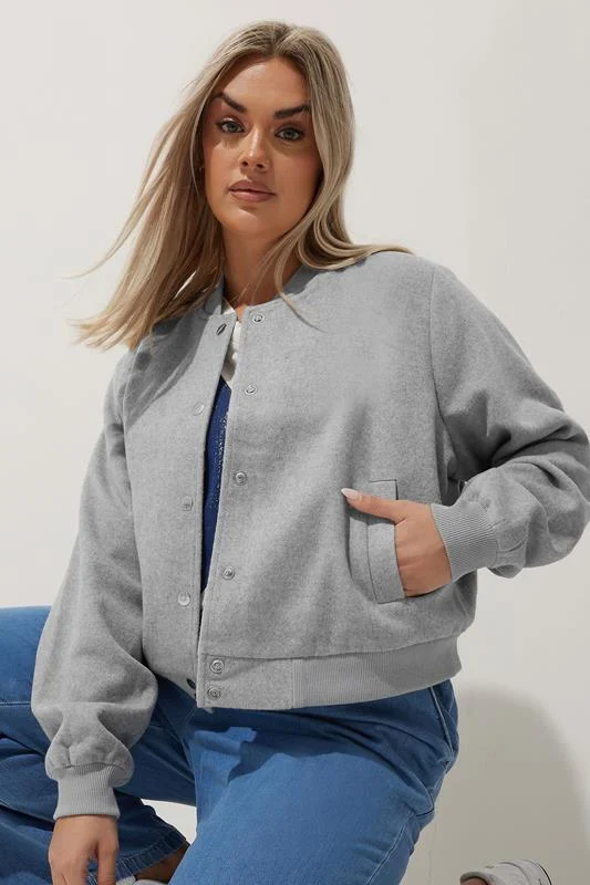 LIMITED COLLECTION Curve Grey Brushed Bomber Jacket