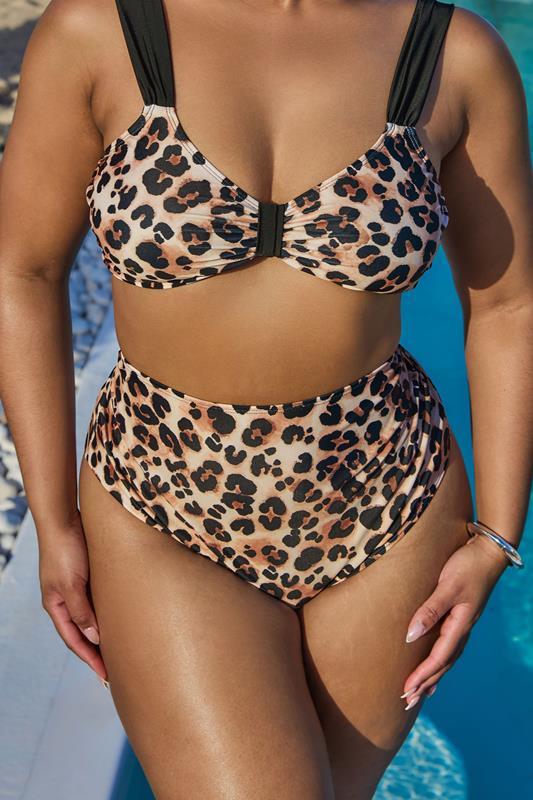 YOURS Curve Black Leopard Print High Waisted Bikini Briefs