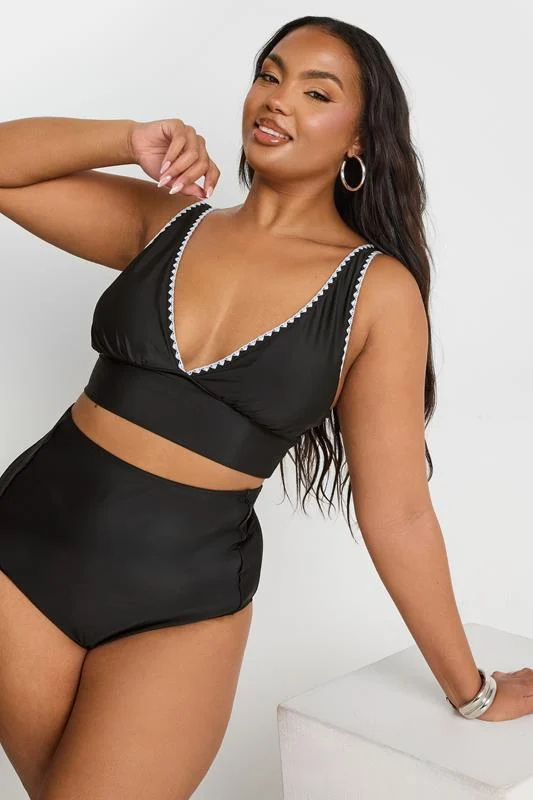 YOURS Curve Black Stitched Plunge Bikini Top 3 YOURS Curve Black Stitched Plunge Bikini Top