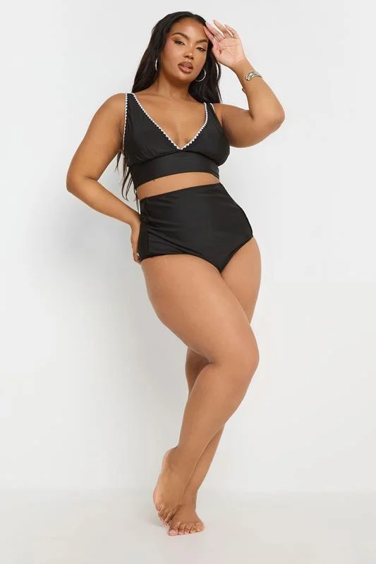 YOURS Curve Black Stitched Plunge Bikini Top 4 YOURS Curve Black Stitched Plunge Bikini Top