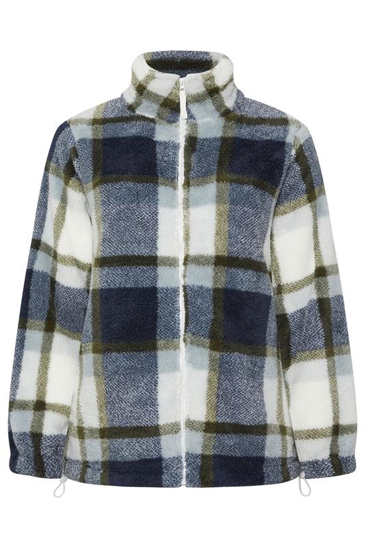 YOURS Curve Blue Check Fleece Jacket