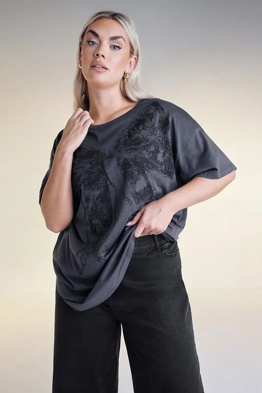 YOURS Curve Grey Bow Print Oversized T-Shirt 5 YOURS Curve Grey Bow Print Oversized T-Shirt