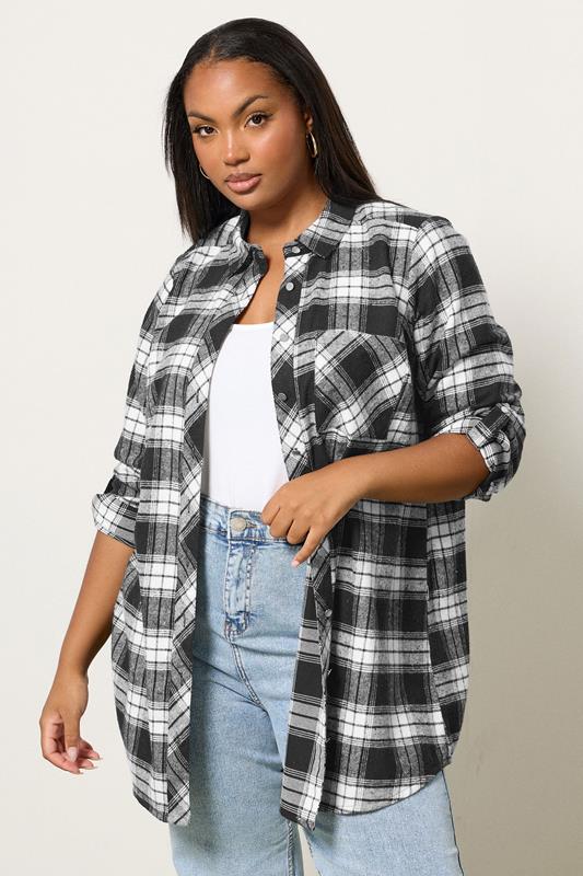 YOURS Curve Black Check Boyfriend Shirt