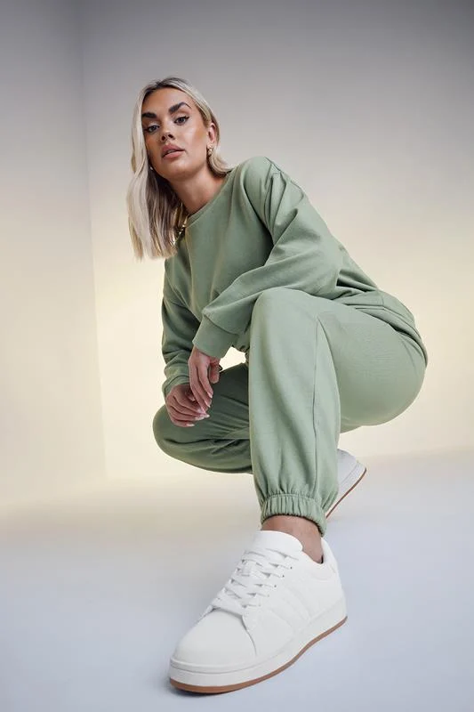 YOURS Curve Sage Green Cuffed Joggers