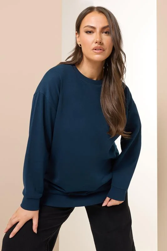 YOURS Curve Navy Blue Crew Neck Sweatshirt