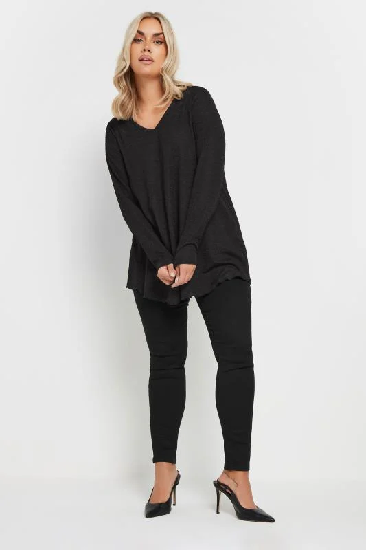 YOURS Curve Black Textured Long Sleeve Top 3 YOURS Curve Black Textured Long Sleeve Top