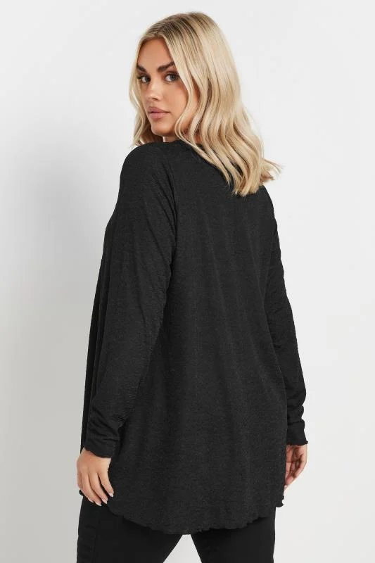 YOURS Curve Black Textured Long Sleeve Top 4 YOURS Curve Black Textured Long Sleeve Top