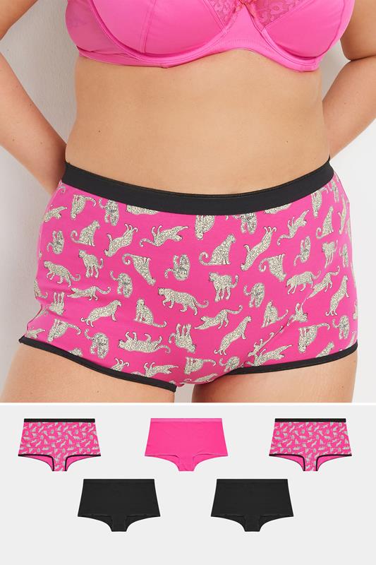 YOURS 5 PACK Curve Pink Leopard Print Shorts